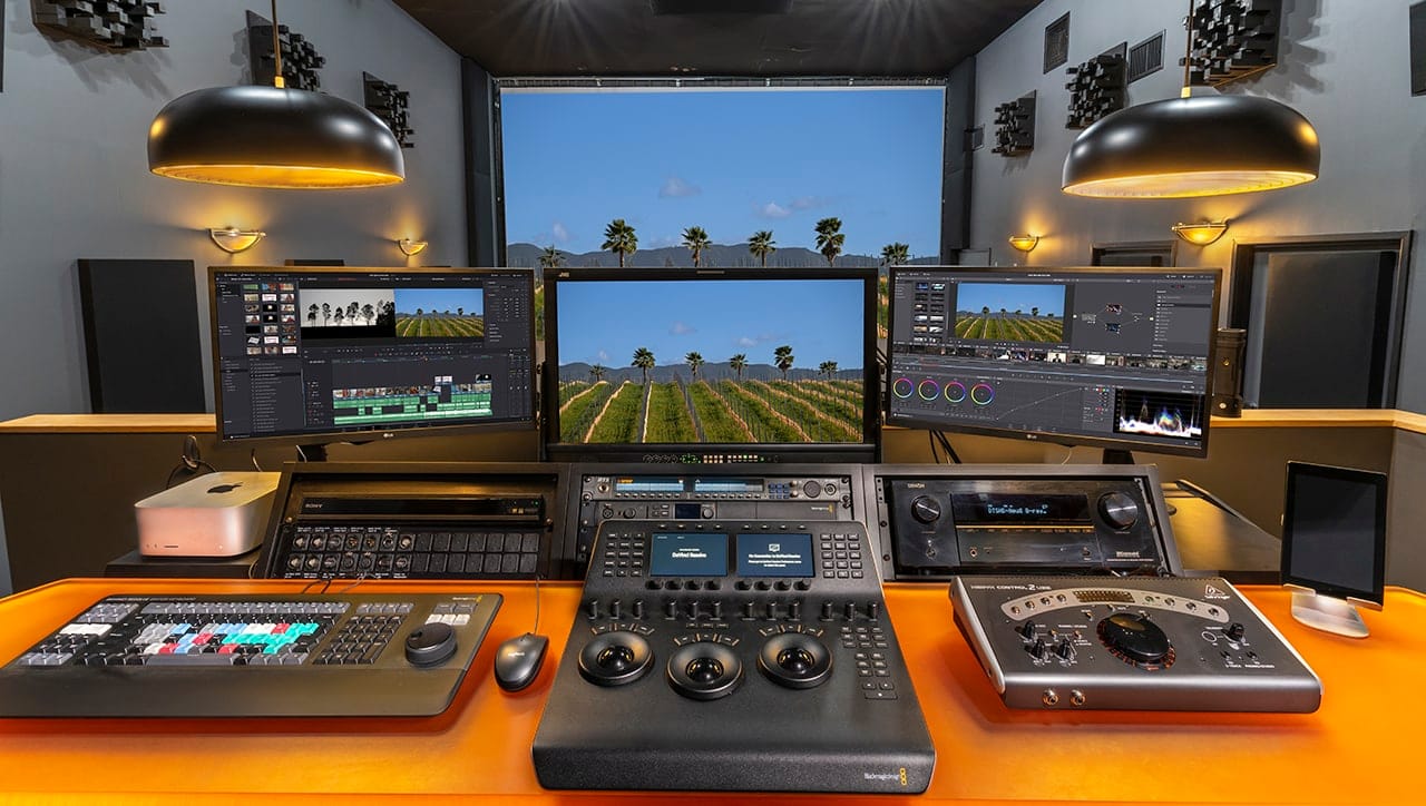 AV control room with integrated audio visual solutions equipment