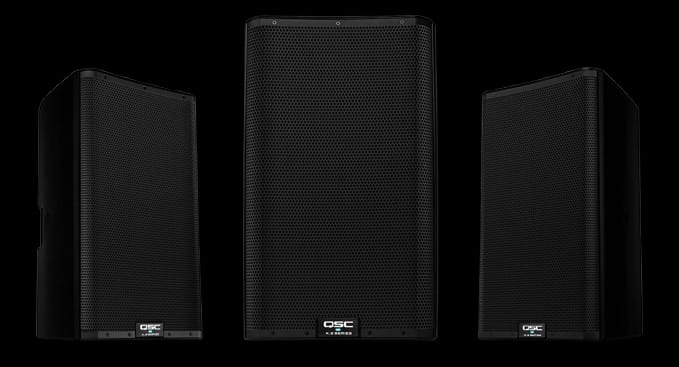 A QSC K12.2 powered loudspeaker.