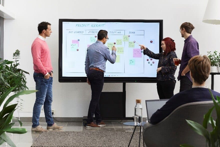 Interactive touchscreen display panel for conference rooms
