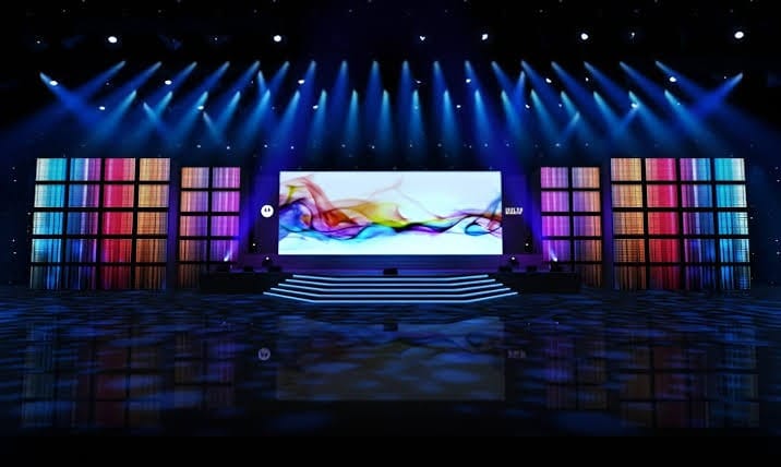 Close up of premium LED video wall panels installed for an event